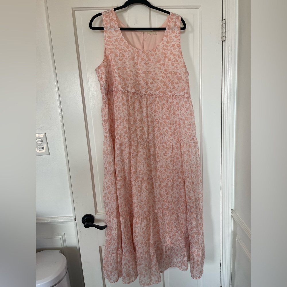Floral Pink Sleeveless Maternity Dress